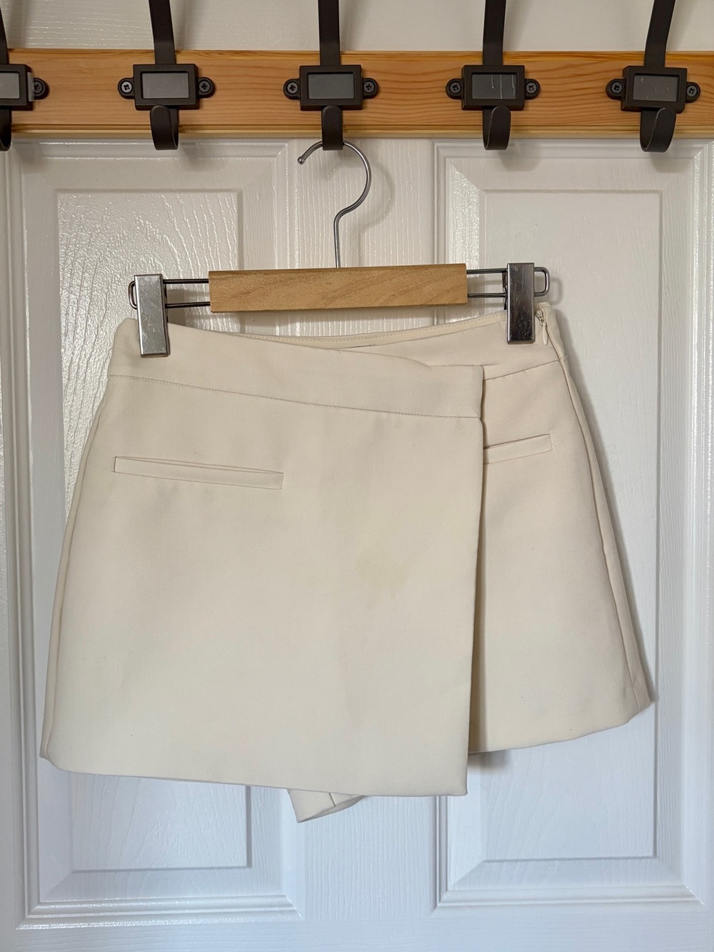 Zara Cream Wrap Skort with Asymmetric Front